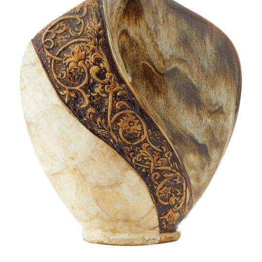 Brown Ceramic Traditional Vase, 18" x 11" x 3"